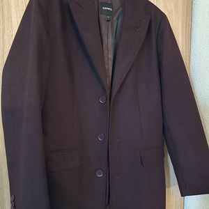 Express Single Breasted Burgundy Overcoat - Men’s Small